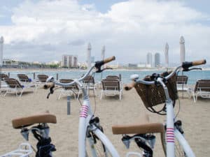 Bicycles by the sea in Barcelona