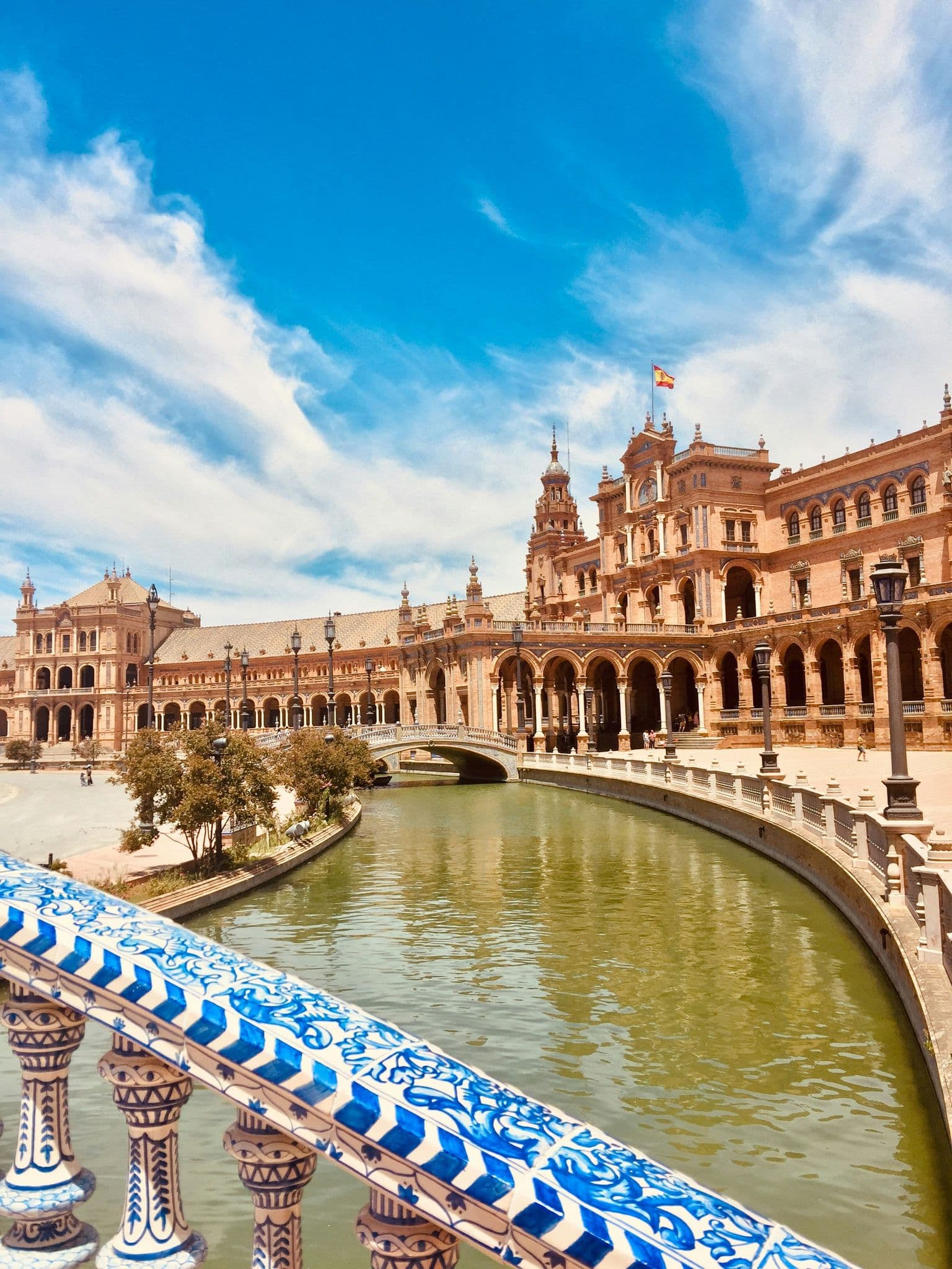 Plaza de Espana in Madrid under white and blue sky during daytime